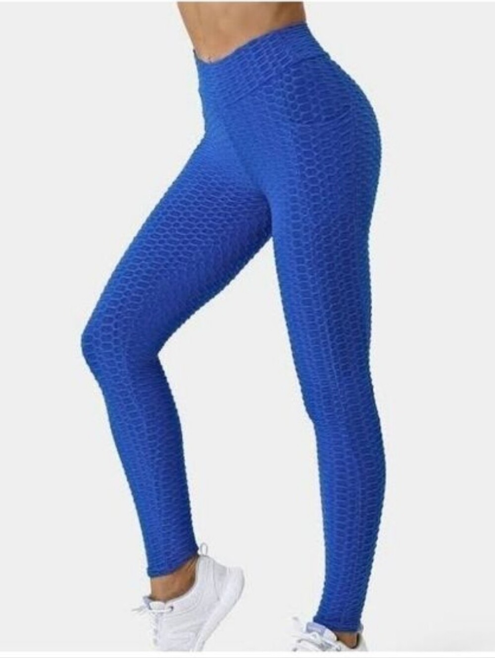 TRÏBE Textured Blue Full Length Workout Leggings Size Small